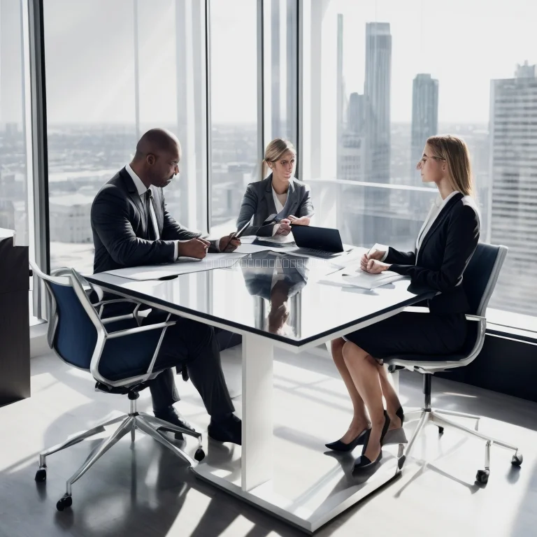 Lawyers discussing corporate legal matters